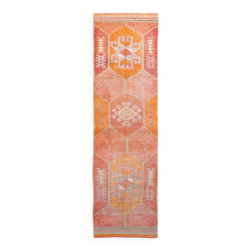 Tapis de couloir bohème orange corail 3x11, 93x325 cm
