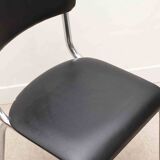 Chaise vintage tubax skaï noir et chrome