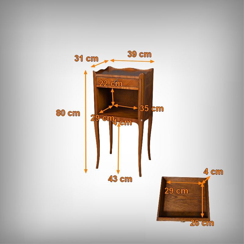 Living room table in marquetry, transitional style between Louis XV and Louis XVI – Mid 20th century