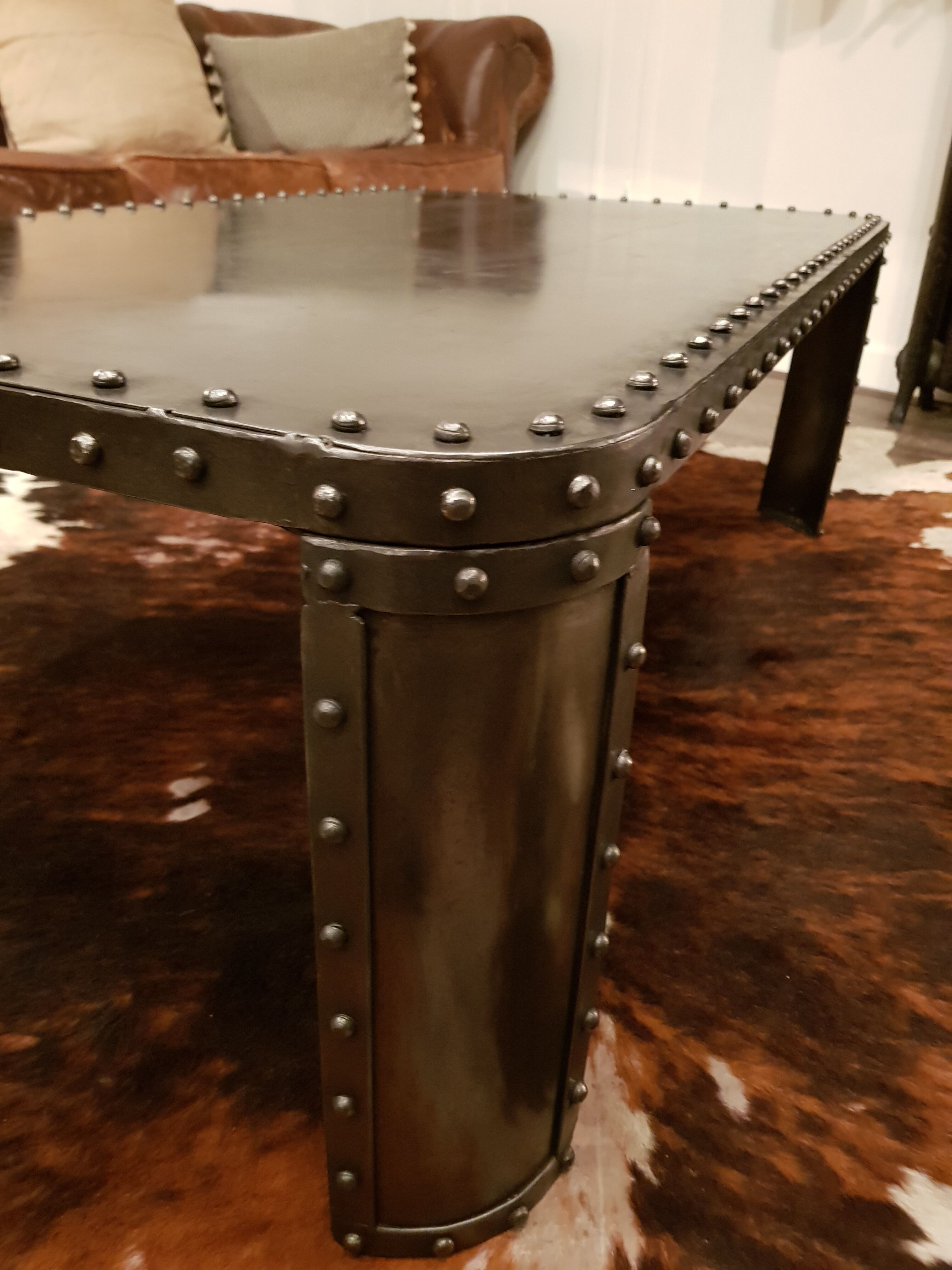 Riveted industrial coffee table