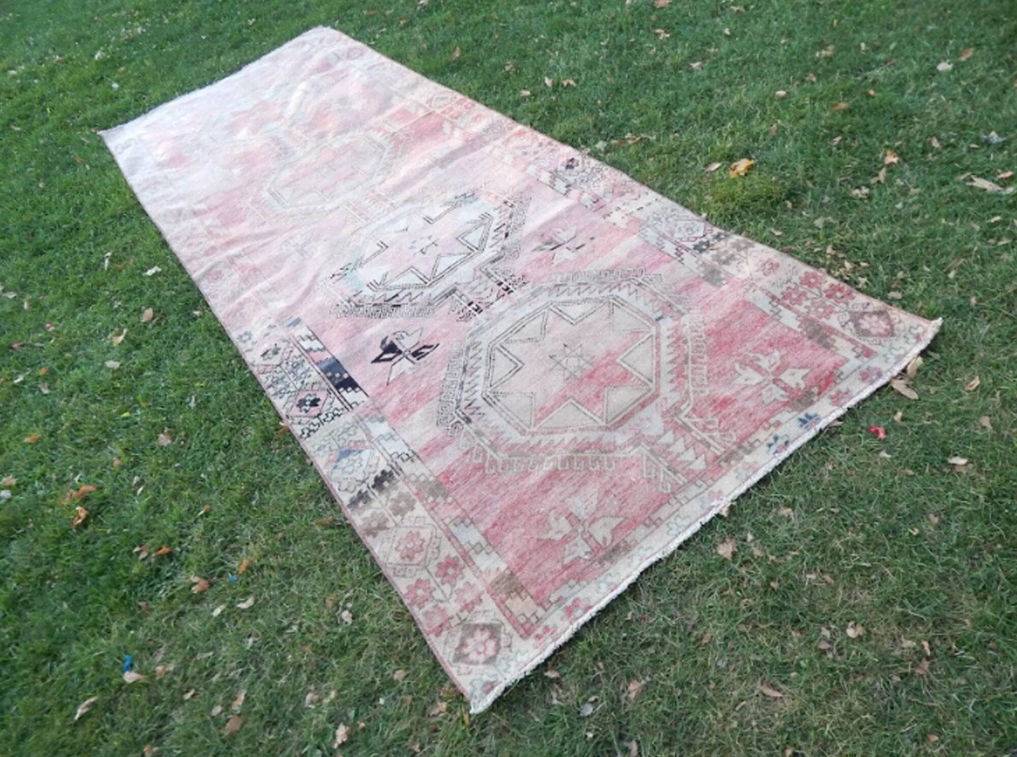 Vintage Turkish hallway rug 137x363 cm