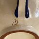 Handcrafted ceramic pitcher and bowl signed – blue decor – vintage tableware