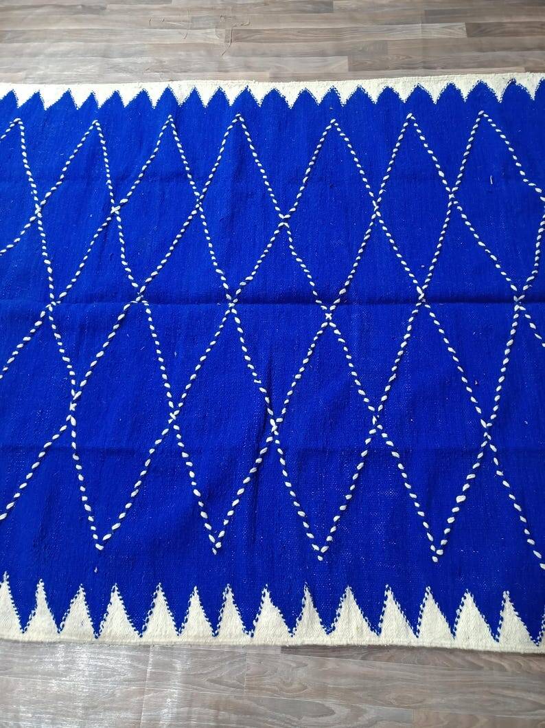 Blue Moroccan rug, handmade rug 150/250cm.