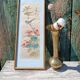 Large gilded and engraved brass vase