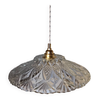 Vintage molded glass pendant light