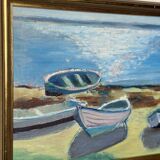 Original Mid Century Swedish Oil On Panel – “Harbor” By Lars Herder – Dated 1945 – Vintage & Framed – 45 × 37 Cm (17.7" × 14.6")