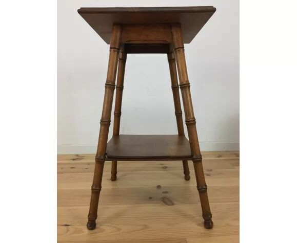 Bamboo side table, carved wood, 1960 harness