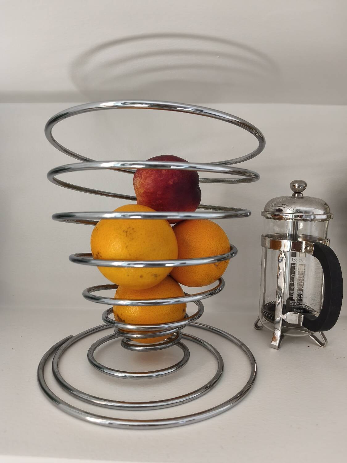 Chrome spiral fruit basket