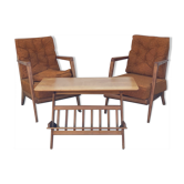 Trio of Knoll Lounge Chairs with Magazine Table.