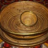 Set of bamboo and brass dishes