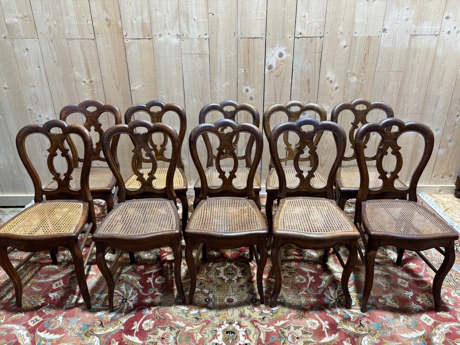 Set of 10 caned chairs from the Louis Philippe period.
