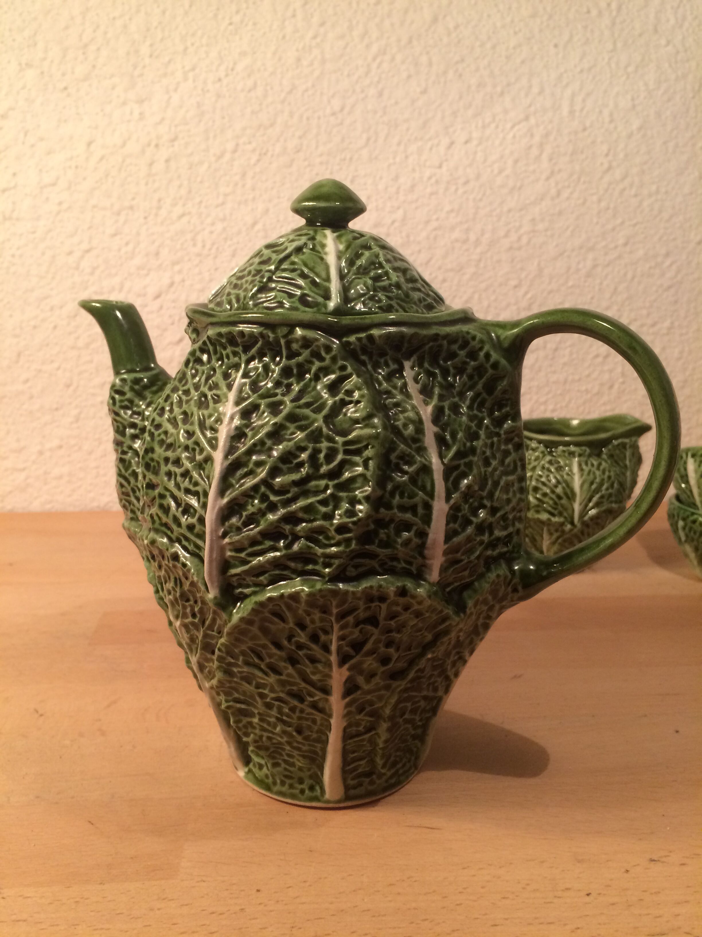 Ceramic cabbage tea set 4 cups teapot milk pot