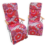 2 vintage floral deckchairs