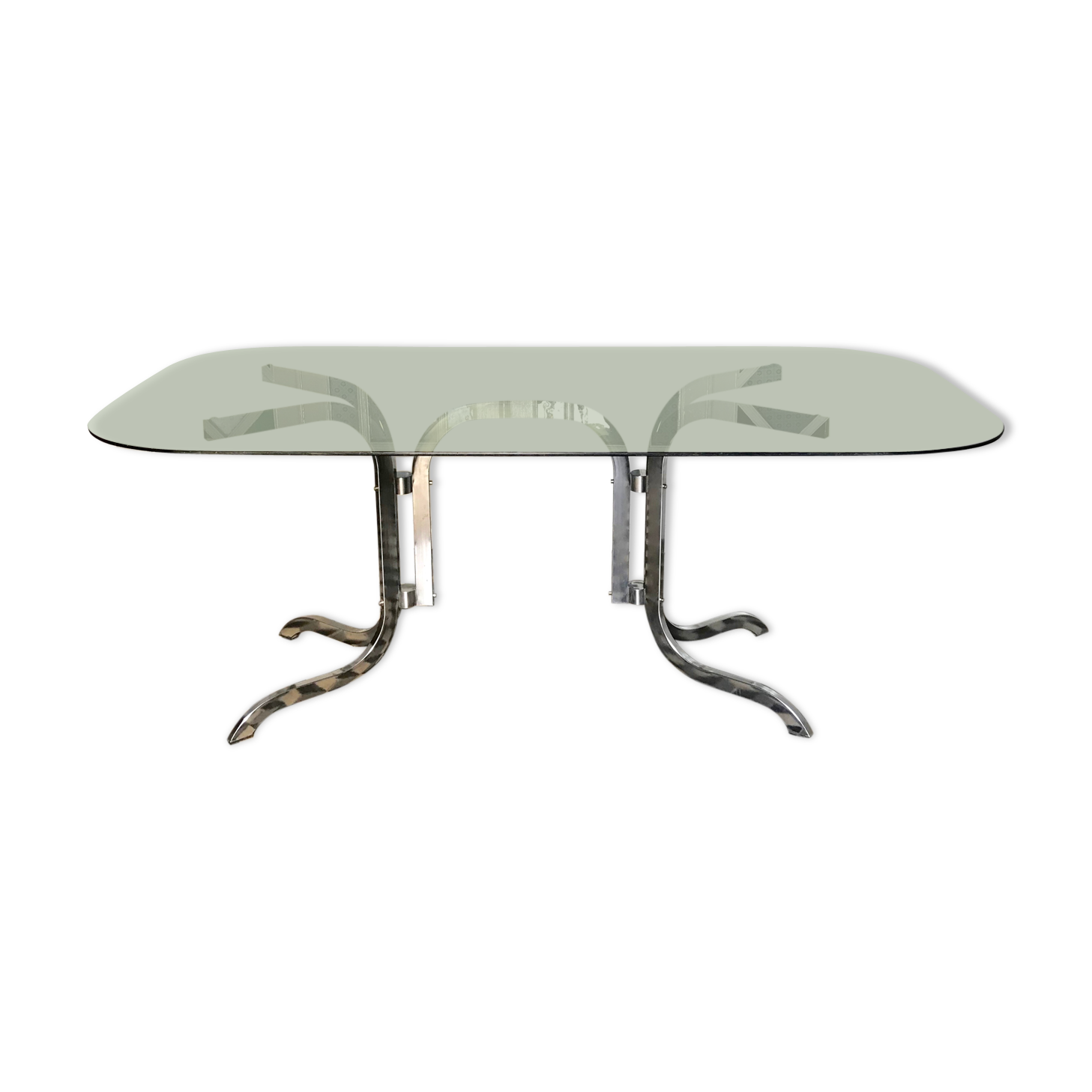 Vintage dining table in green smoked glass