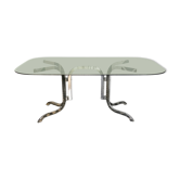 Vintage dining table in green smoked glass
