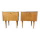 Paire de chevets en bois SEMB vintage – pieds compas & laiton doré