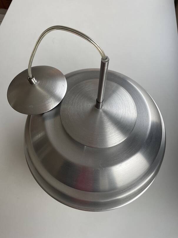 Brushed aluminum ball pendant light