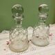 Baccarat beautiful pair of cut crystal carafes with crossed bevels | decanter