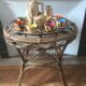 Vintage rattan round coffee table 1960