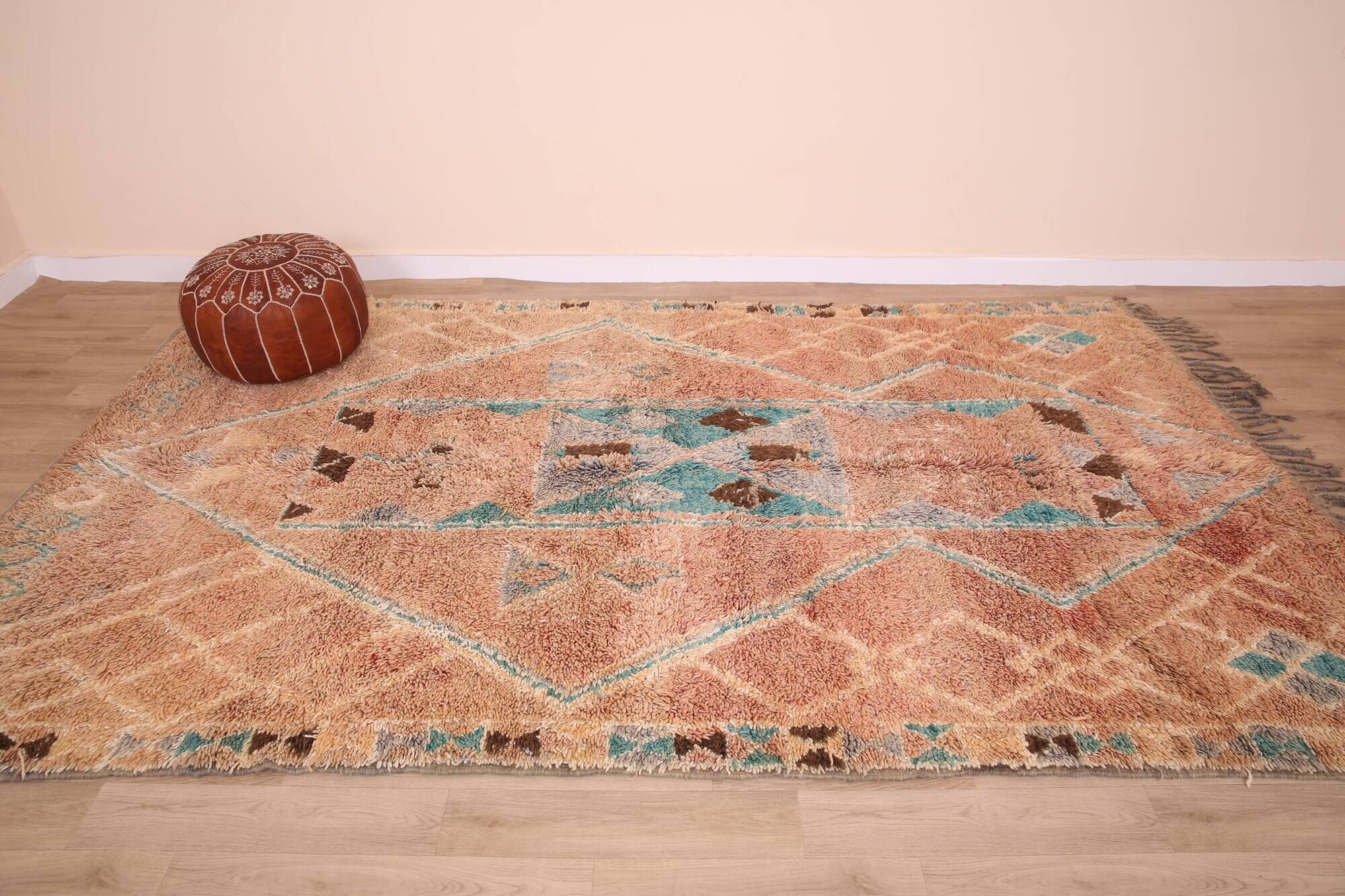 Terracotta Vintage Moroccan Rug 192 x 322 cm, Berber Handmade Wool Rug Boho