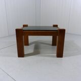 Brutalist coffee side table in oak & natural stone 1970's