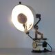 Black and white table lamp made from a 1940s solar lamp.