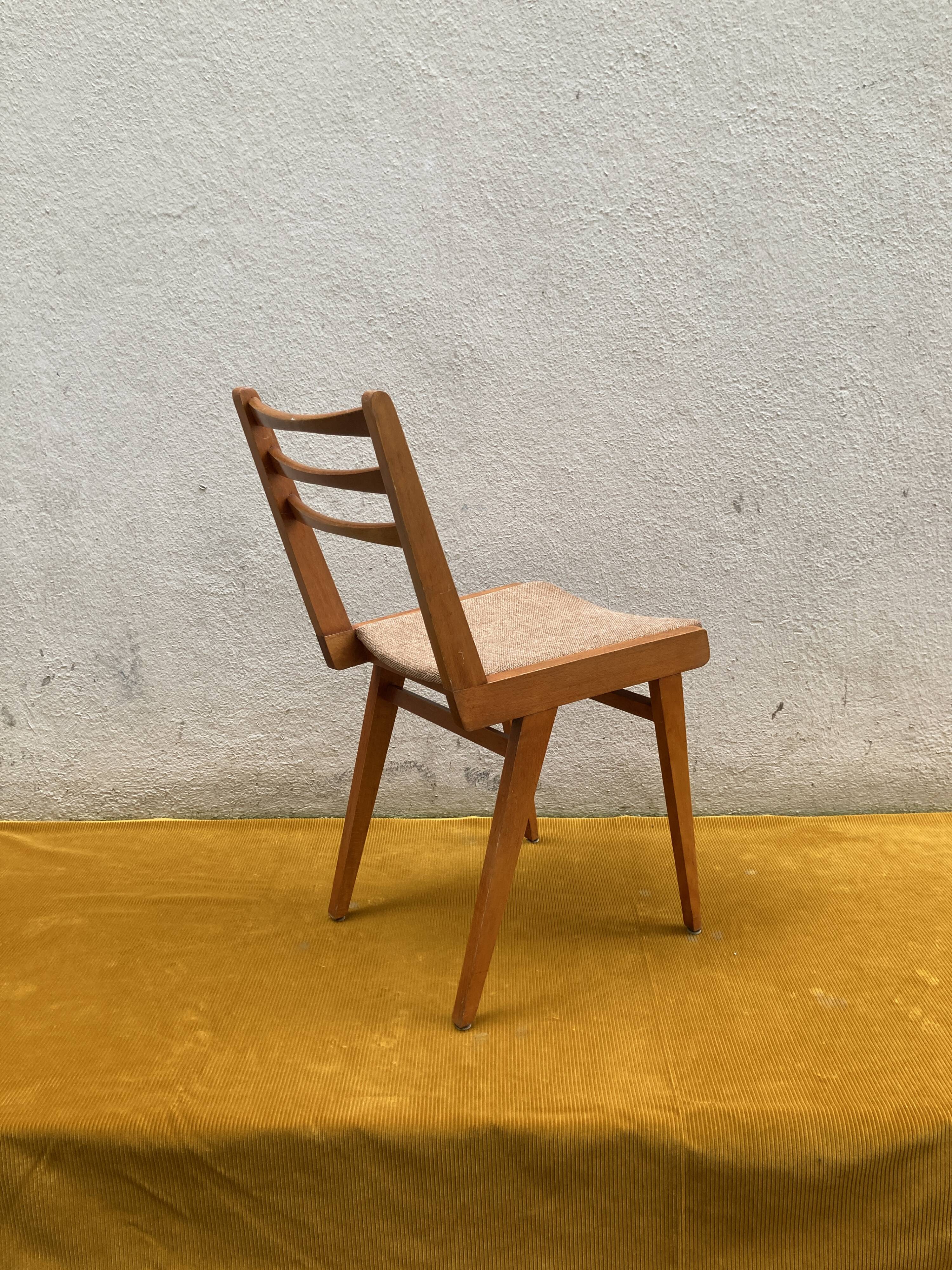50s chair - Rust fabric & compass legs
