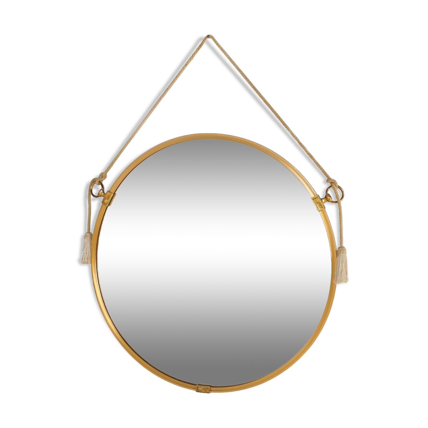 Hanging mirror in gilded brass