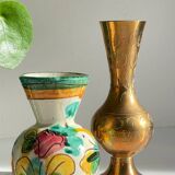 Vases céramique et laiton artisanal vintage