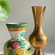 Vintage handcrafted ceramic and brass vases