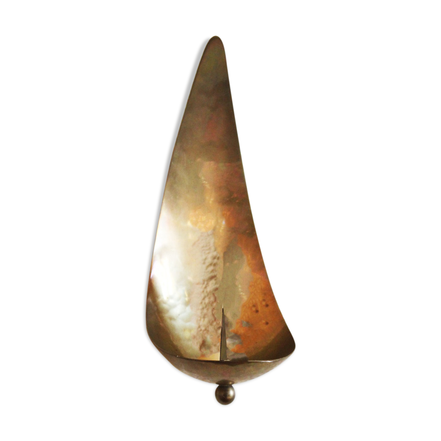 Wall candle holder in vintage brass, scandinavian