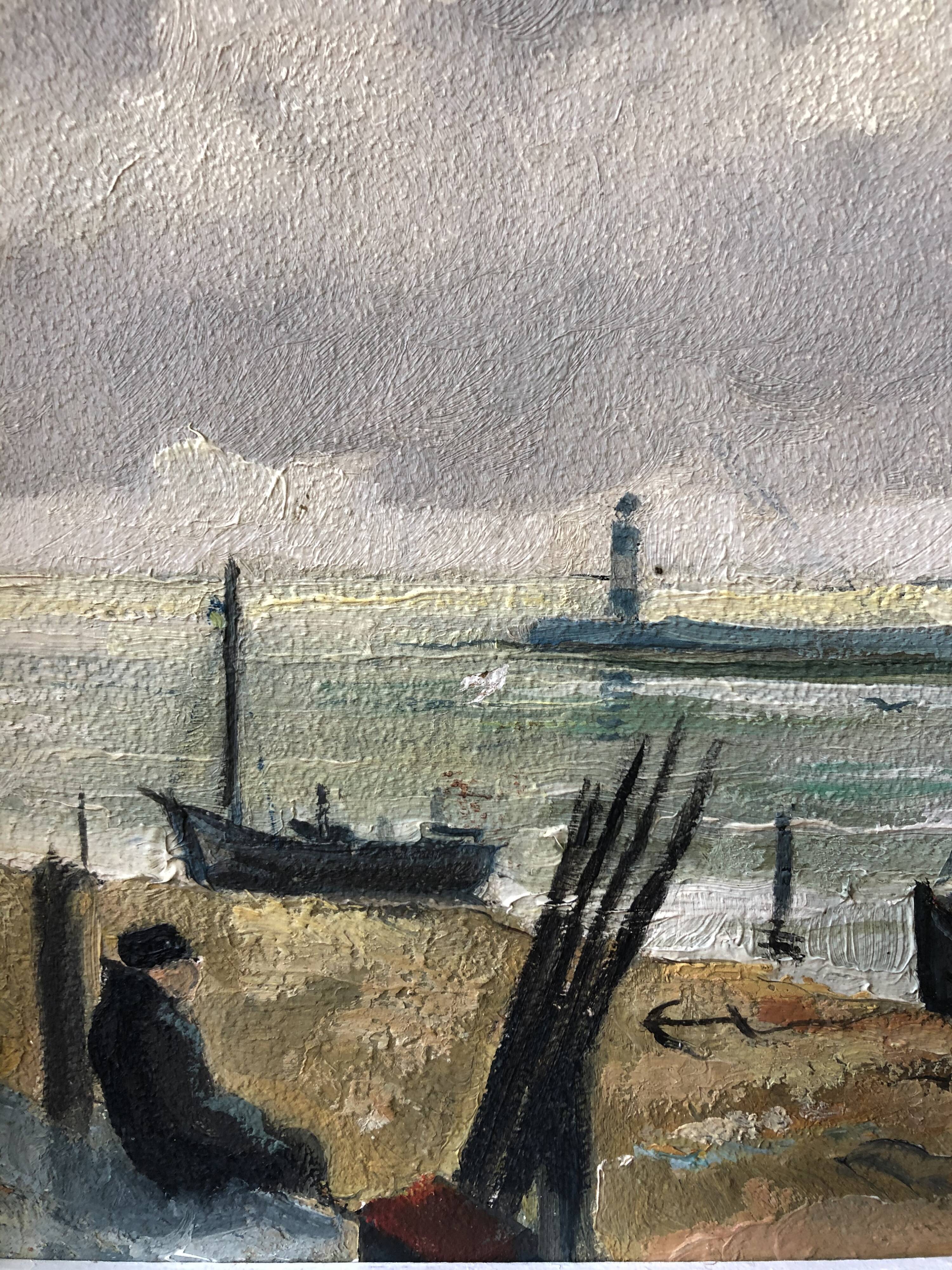 Framed and signed marine painting