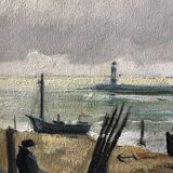 Framed and signed marine painting