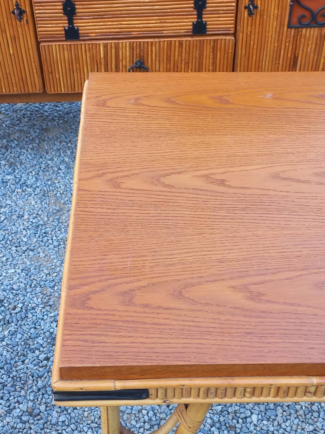 Vintage dining room attributed to Audoux and Minet in bamboo and rattan