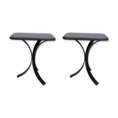 Pair of BS Style side tables in black oak and iron.