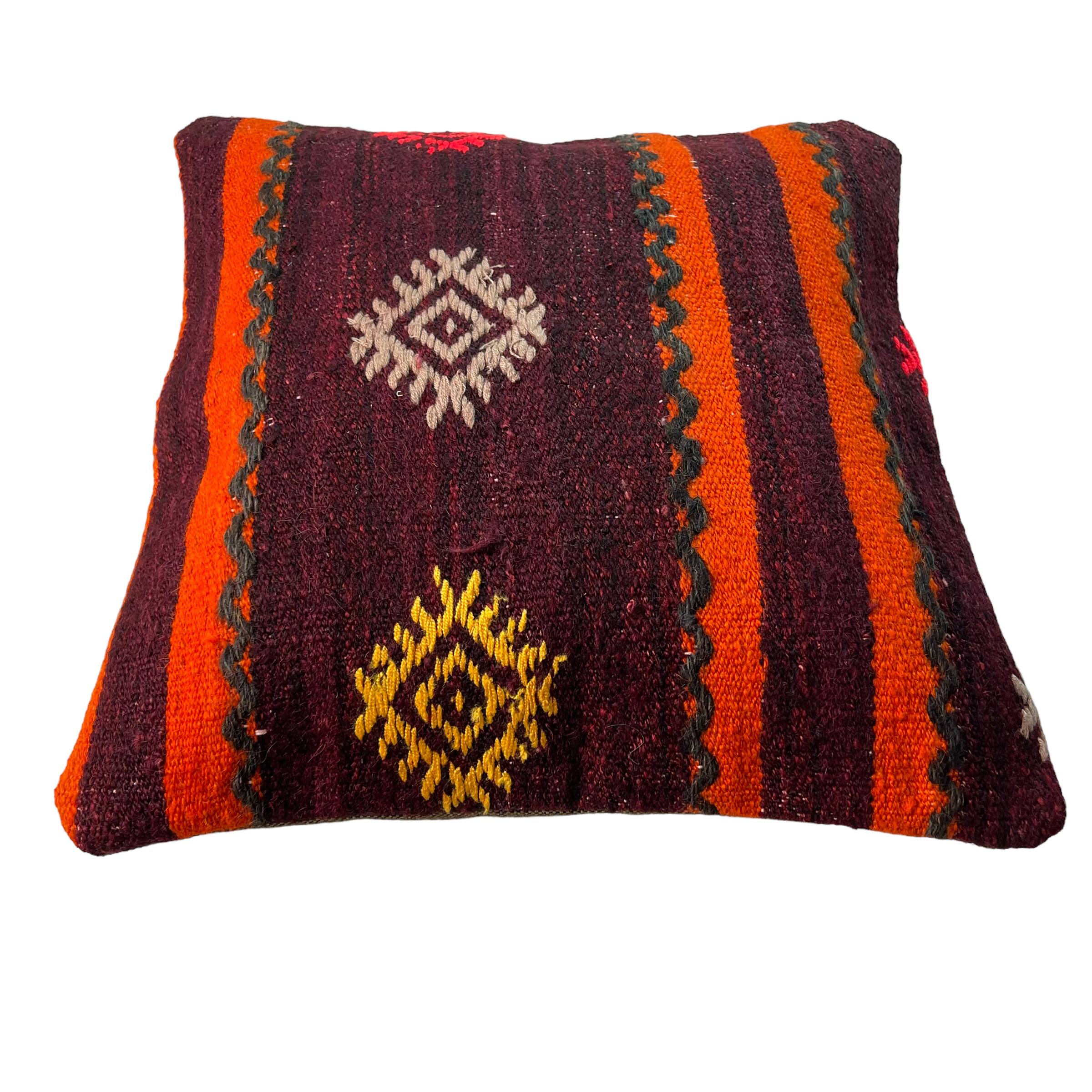 Housse de coussin kilim turc vintage, 40 x 40 cm