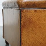 Vintage Sheepskin Leather Designer Ottoman by Bart van Bekhoven