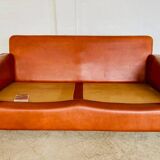Canapé 2 places vintage danois en cuir cognac du milieu du siècle par Sigurd Resell