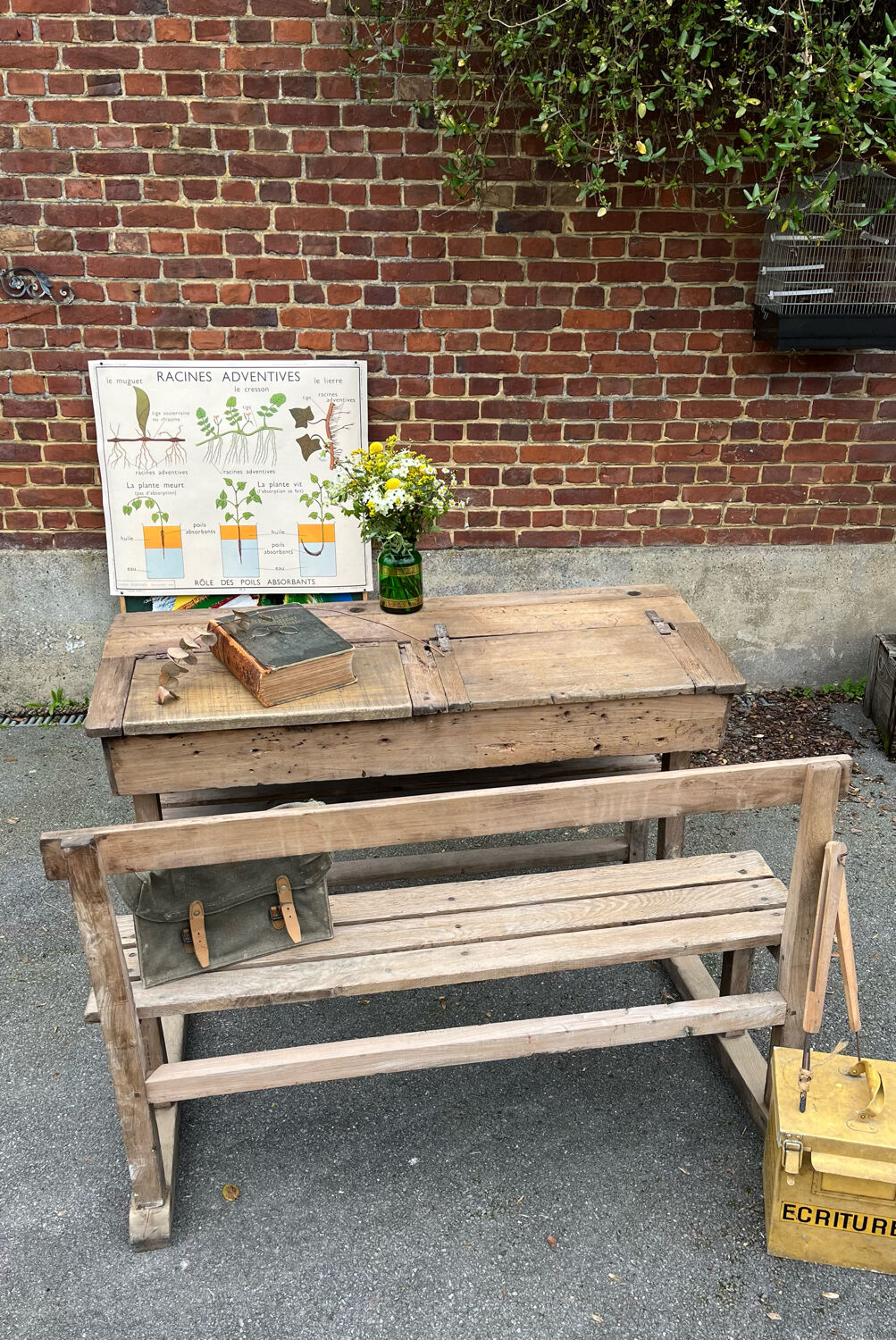 Double patinated school desk