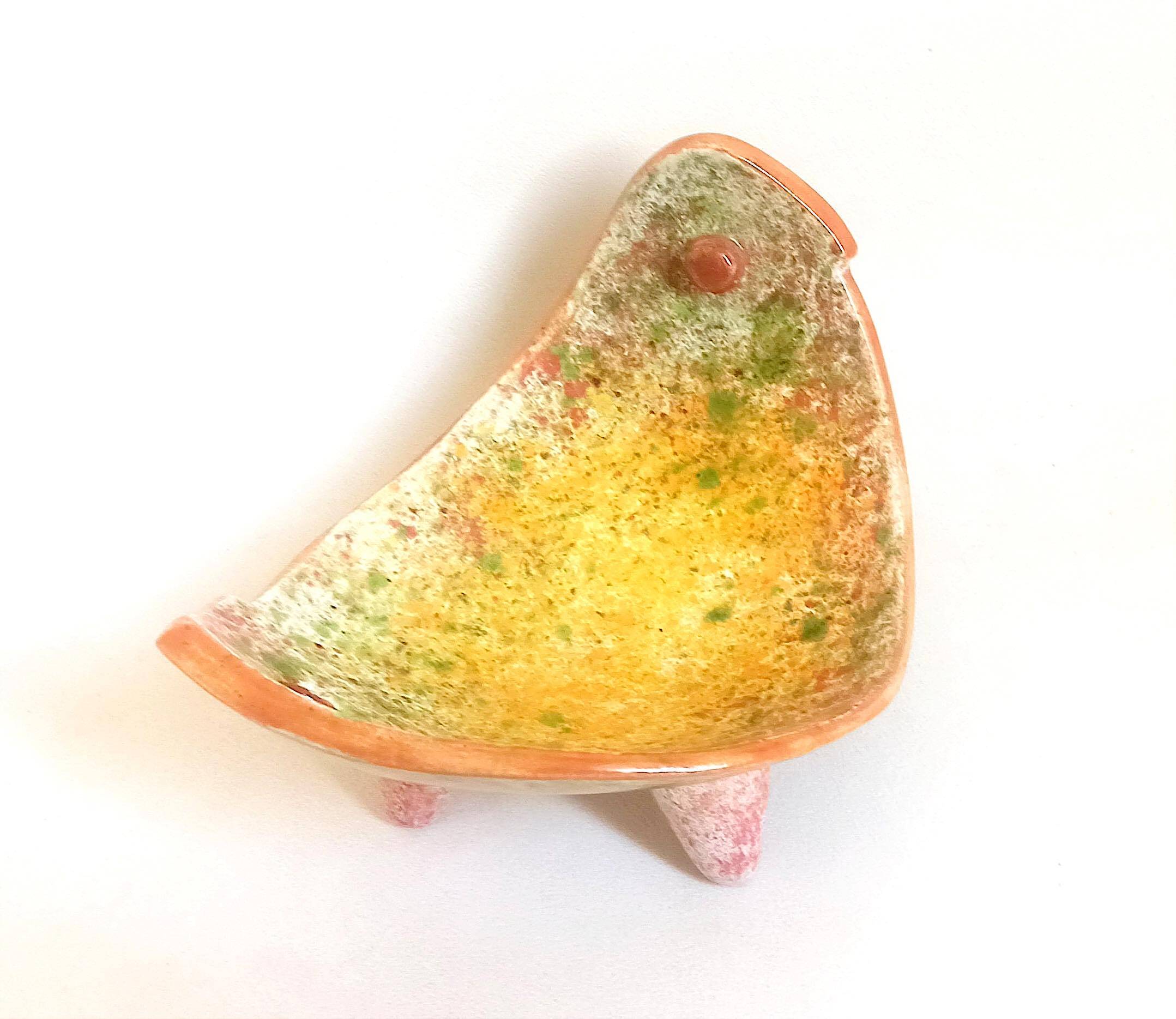 Empty ceramic pocket signed LB for Bernard Lecuyer fish shape 1960s