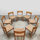8 chaises vintage en corde et chêne