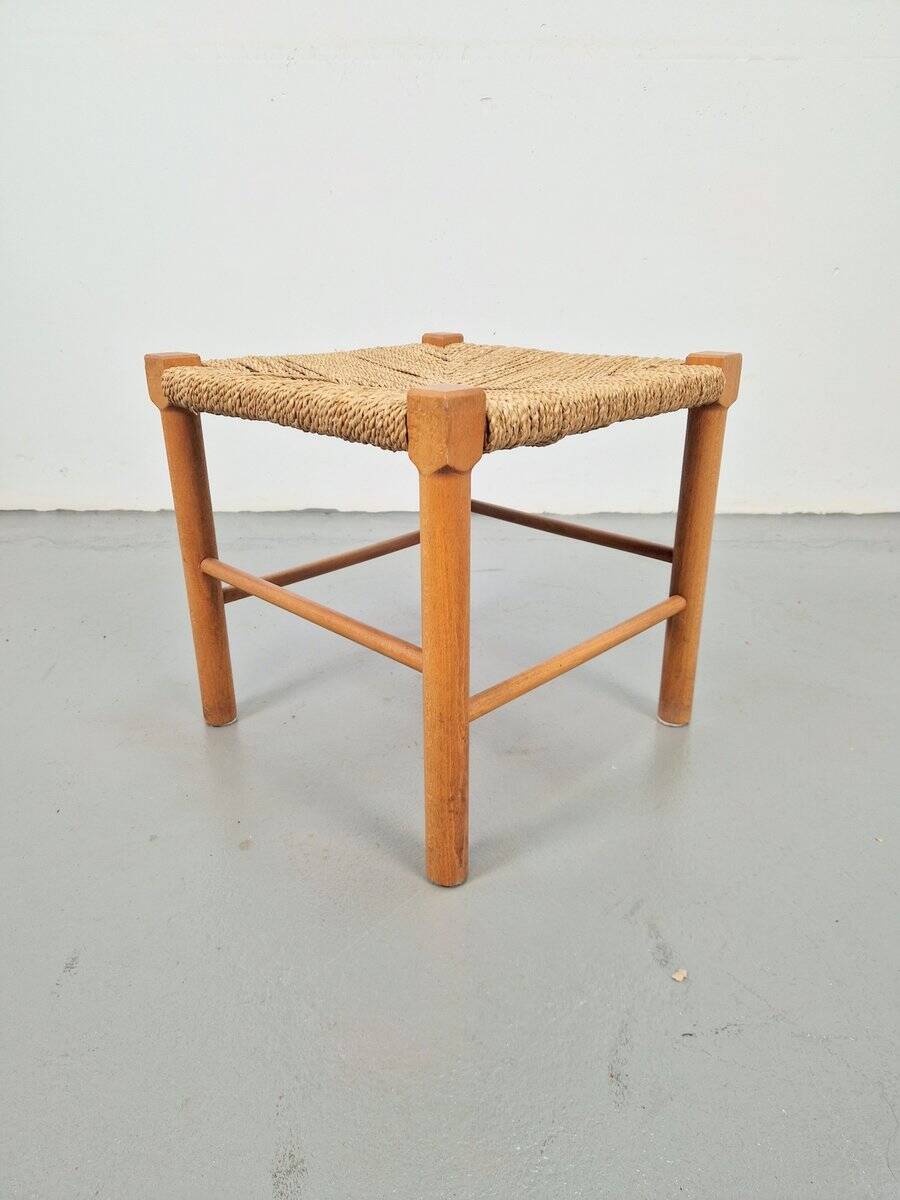 Vintage Danish Rope Stool in Beech, 1960s