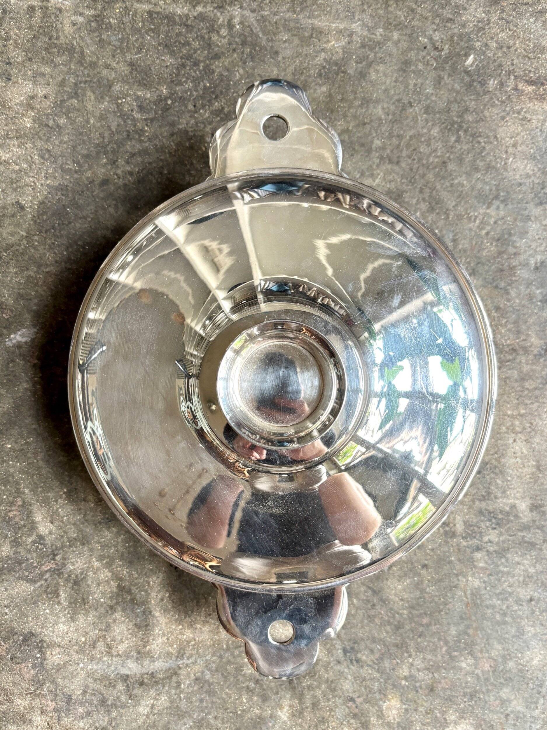 Silver-plated metal tureen, vegetable dish with ears and lid