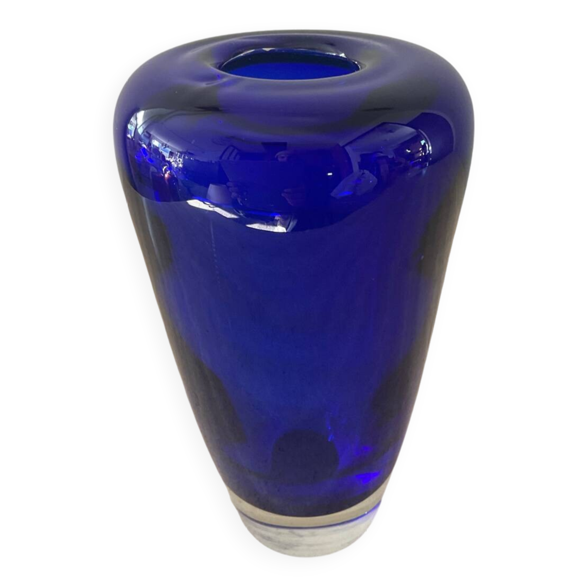 Vintage cobalt blue glass paste vase