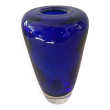 Vase vintage en pâte de verre bleu cobalt