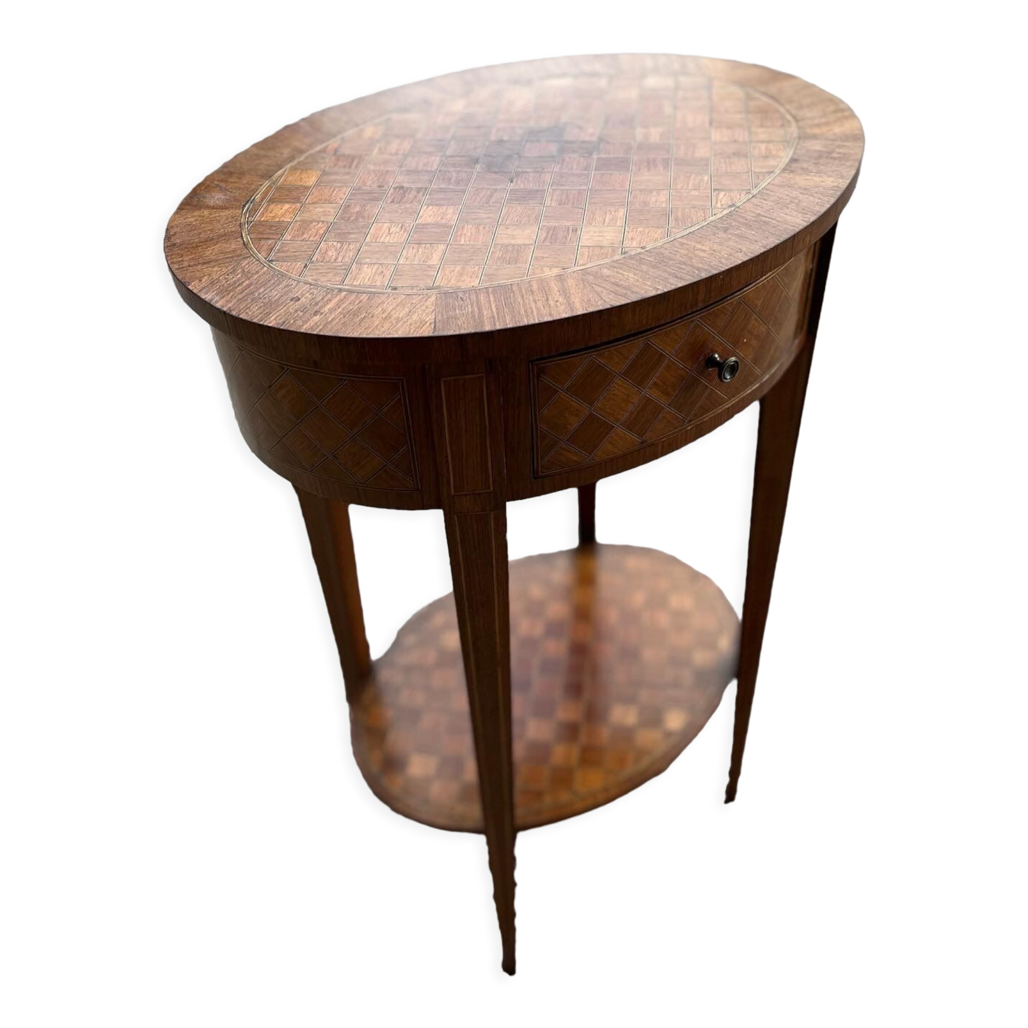 Marquetry pedestal table