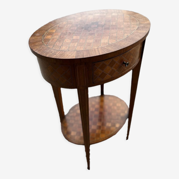 Marquetry pedestal table