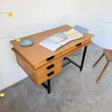 Modernist 50s oak metal desk