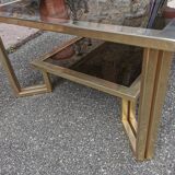 Table basse à deux niveaux verre et laiton