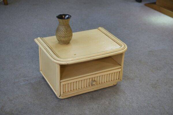 Small white bedside table Maugrion "Le rattin prestige" 1970s